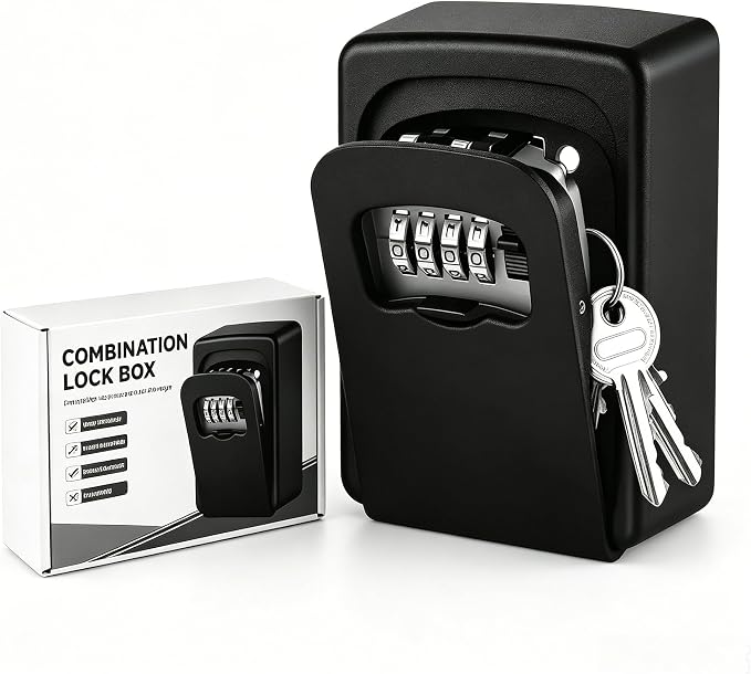 Key Lock Box for Outside - Sturdy and Durable Lock Box for House Key,5 Key Capacity Lockbox for Keys Outdoor,Waterproof Emergency Spare Key Lockbox with Resettable Code for Home,Garage,Airbnb