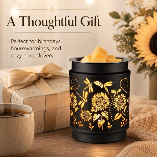 kobodon Sunflower Wax Melt Warmer Metal Wax Warmer for Scented Wax | Electric Fragrance Candle Oil Burner 2 in 1 Wax Melts as Gifts for Moms Grandma Women Girls