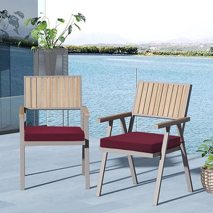Cozyide Outdoor Chair Cushions, Waterproof Patio Seat Cushions with Adjustable Straps, Square Corner Patio Chair Cushions for Garden, Burgundy, 18.5x16x3 Inch (Pack of 4)