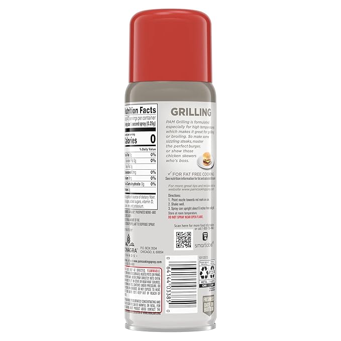 Pam No-Stick Cooking Spray - Grill - For High Temperature - Net Wt. 5 OZ (141 g) Each - Pack of 2