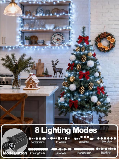 Extendable Christmas String Lights Indoor Outdoor 75.8FT 200 LED Cool White