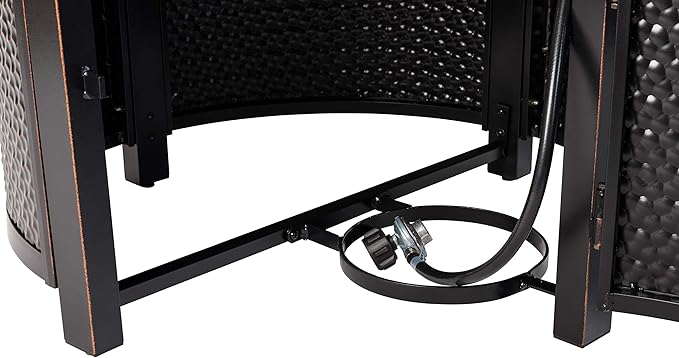 Fire Sense 62360 Briarwood Hammered Aluminum Convertible Gas Fire Pit Table 55,000 BTU Multi-Functional Outdoor with Fire Bowl Lid, Nylon Weather Cover & Clear Fire Glass- Bronze Finish - Round - 44"