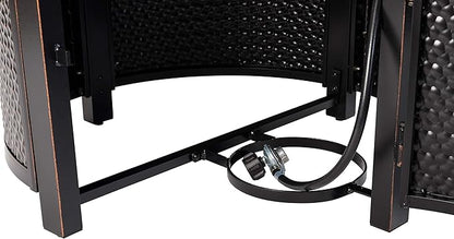Fire Sense 62360 Briarwood Hammered Aluminum Convertible Gas Fire Pit Table 55,000 BTU Multi-Functional Outdoor with Fire Bowl Lid, Nylon Weather Cover & Clear Fire Glass- Bronze Finish - Round - 44"
