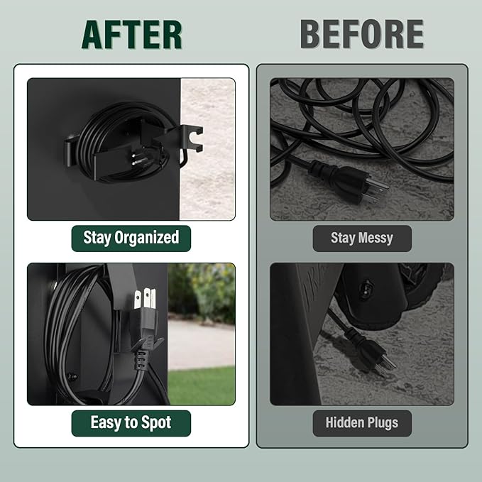 Strong Magnetic Power Cord Organizer, Goldusk All-Metal Cable Holder with Built-in Hook for Most BBQ Wood Pellet Smoker Grills Accessories for Traeger, for Pit Boss, for Z Grill &More (Indoor/Outdoor)