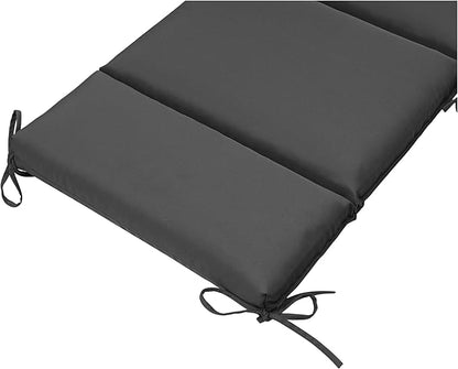 QILLOWAY Outdoor Chaise Lounge Cushion,All Weather High-Density Foam Recliner Chairs Replacement Cushions,Dark Grey.