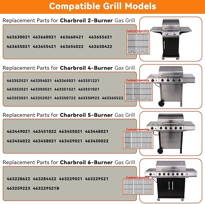 17" Grill Grate for Charbroil Performance 4 Burner 463352521 463354021 463365021 463365522 463366022, Cooking Grates Grill Replacement Parts for Char-Broil G426-0004-W1 G426-0005-W1