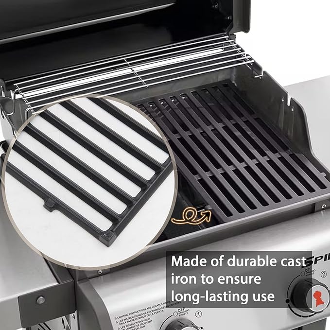 Hongso 7637 Grill Grates for Weber Spirit 200, 17.5 inch Grill Parts for Spirit E210 S210 E215 E220, Spirit II E/S 210 Grills (2013-2017 Front Control Panel), Not for Side Control Models & 300 Series
