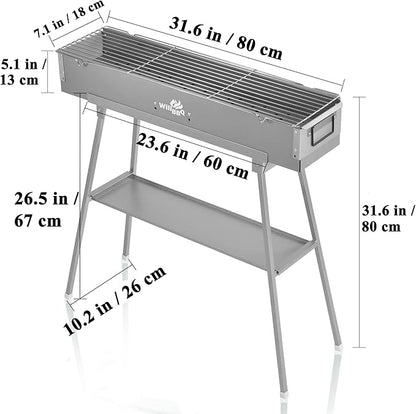 WILLBBQ Charcoal Grills (31.6x7.1x5.1 inch With Accessories) and Grill Storage Bag