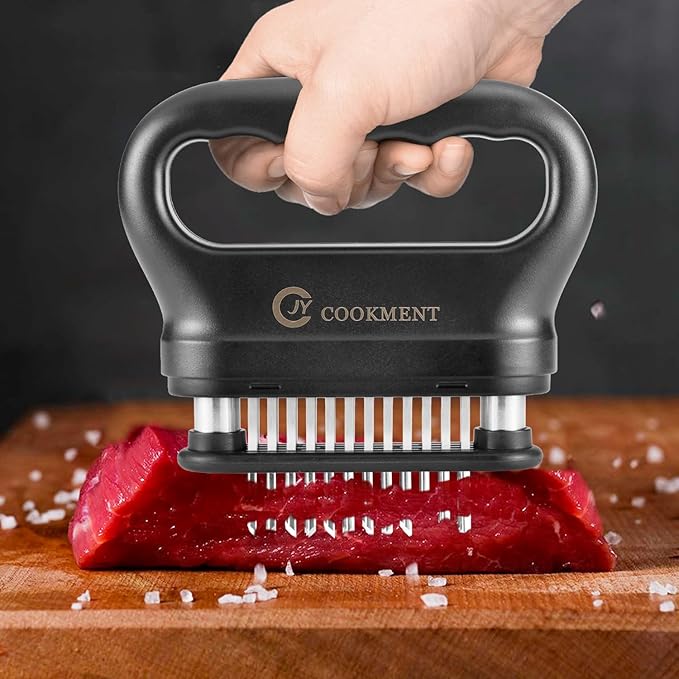 JY COOKMENT Meat Tenderizer Tool with 48 Stainless Steel Ultra Sharp Needle Blades, Kitchen Cooking Tool Best For Tenderizing, BBQ, Marinade
