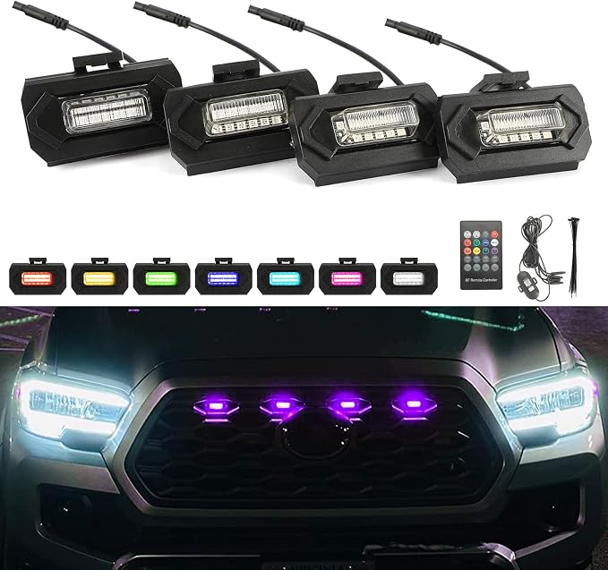 RGB LED Grill Lights for Toyota Tacoma 2020-2023 Off Road & Sport OEM | Multi-Color Tacoma Grille Light with INSTRUCTION and FUSE, APP/Remote Control 20 Custom Colors, Color-changing