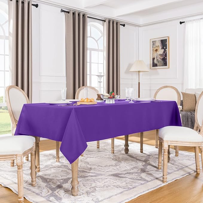 Softalker Rectangle Tablecloth, Waterproof Table Cloths Wrinkle Free Fabric Washable Polyester Table Cover for Dining Tables Party Outdoor Camping Parties Buffet Wedding - 90 x 132 inch, Purple