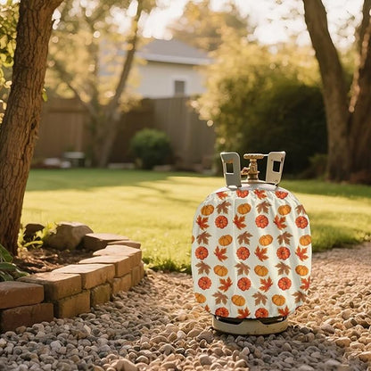Maple Propane Tank Cover 20lb Fall Gas Tank Cylinder Cover for Outdoor Easy to Install RV Gas Cylinder Storage Pocket for Yard Party RV Travel Trailer
