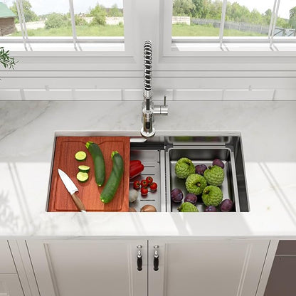 28x17 Inch Undermount Kitchen Sink, Single Bowl Stainless Steel Workstation – Durable, Deep Basin for Remodel & Apartment Kitchens