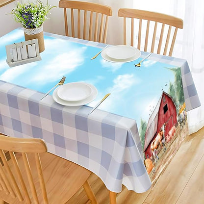 Farm Animal Theme Table Runner, Barnyard Theme Linen Fabric Table Runner for Everyday Use 72 x 13 Inches, Washable Table Cover for Indoor Outdoor Kitchen Dining Table Decor