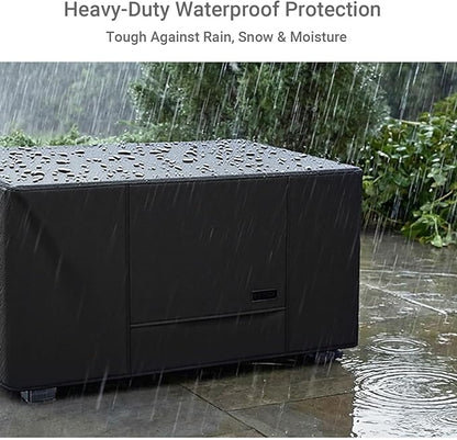 NettyPro Deck Box Cover, Fade Resistant Waterproof Outdoor Patio Storage Box Bench Cover for Rectangular 150-230 Gallon Resin Large Deck Box, 62 x 30 x 28 inch, Black