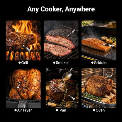 ThermoMaven Sub-1G Wireless Meat Thermometer, No App Needed, 2 Probes | 3000FT Long Range, Digital Smart Base, 6 Sensor NIST Accuracy, IPX8, BBQ Smoker Grill Oven Brisket Steak Turkey Pork Roast