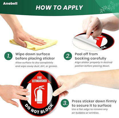 5 Pack Fire Extinguisher Do Not Block Sign Self Adhesive 12 Inch Safety Signs Non-Slip Waterproof Vinyl Floor Sticker for Office Warehouse Business Equipment