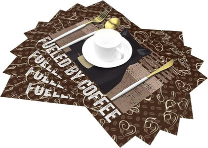 Vintage Cat Placemats Set of 4 Linen 12"x18" Retro Coffee Place Mats | Washable Heat-Resistant Cute Kitchen Table Mats for Dining Outdoor Home Decor