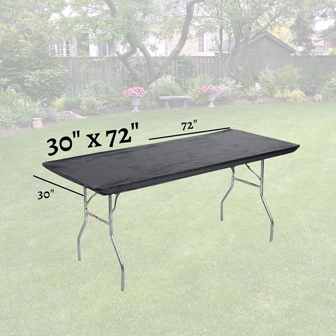 6' Rectangle Plastic Table Covers 30" x 72", Bundle of 5 (Black)