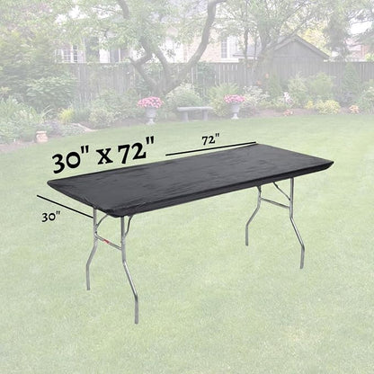6' Rectangle Plastic Table Covers 30" x 72", Bundle of 5 (Black)
