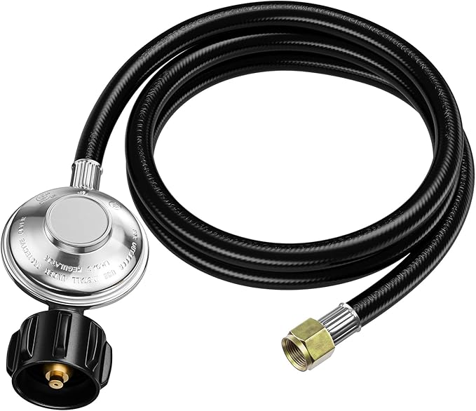 5FT Propane Hose with Regulator for Portable Propane Grill, Blackstone 28''/36'' Griddle, Weber Grill, Fire Pit, Patio Heater and More
