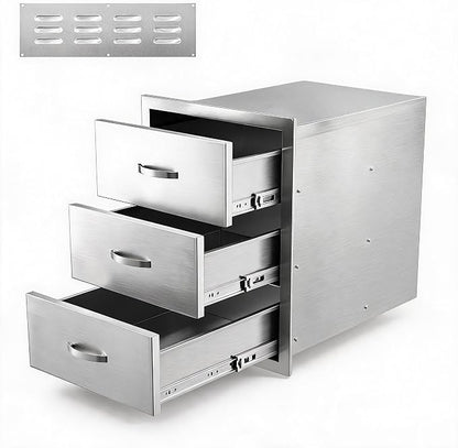 Garvee Outdoor Kitchen Drawers 14"Wx23"Dx21"H, Flush Mount Access BBQ Drawers with full Stainless Steel,Weatherproof & Rust-Resistant,for Outdoor Kitchen Island, Patio Grilling Tools & Spices | Stainless Steel - Weatherproof Rust-Resistant Drawers for ...