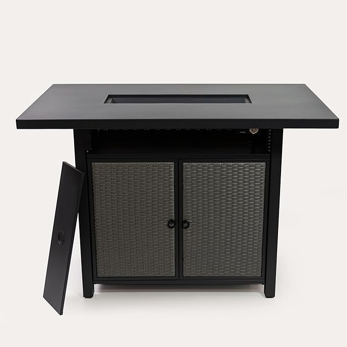 Propane Bartable Height Firetable - 55 Inch Outdoor Gas Fire Pit Table - 40,000 BTU Rectangular Fire Table for Warmth and Ambience - Outdoor Fire Table for Patio Deck Garden Backyard