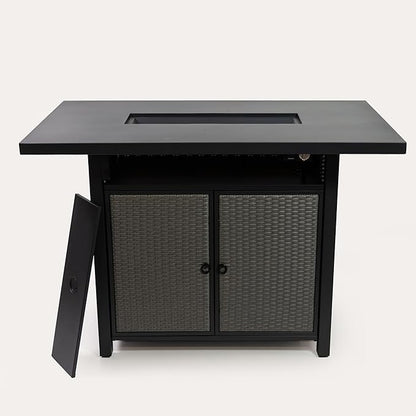 Propane Bartable Height Firetable - 55 Inch Outdoor Gas Fire Pit Table - 40,000 BTU Rectangular Fire Table for Warmth and Ambience - Outdoor Fire Table for Patio Deck Garden Backyard