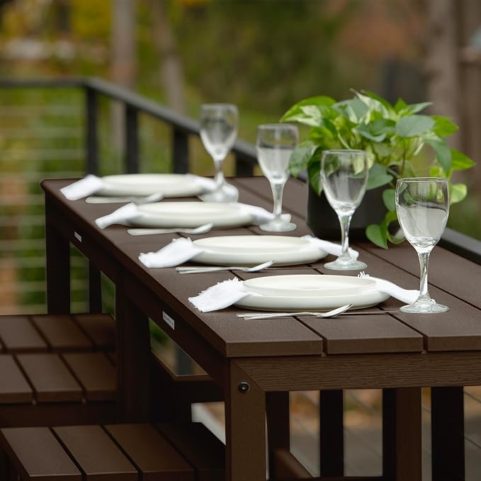 highwood Monroe 6-Piece Counter Height Modern Balcony Set, 2 Tables and 4 Stools, Weathered Acorn