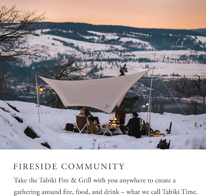 Snow Peak Takibi Fire and Grill, ST-032SETS, Made in Japan, Stainless Steel, Lifetime Product Guarantee