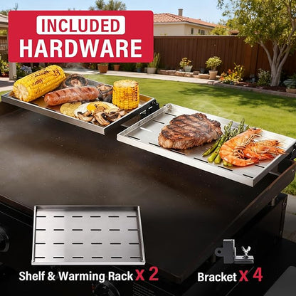 2-Pack Stainless Steel Griddle Warming Rack for Blackstone 36 inch griddles, Easy-Check Fit Accessory for Outdoor Cooking or Use