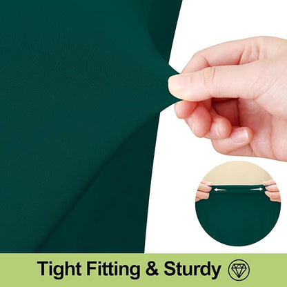 Smiry 2 Pack Spandex Elastic Fitted Table Cloth Skirt for 8FT Table | Stretch Washable Table Cloth, Banquet Table Cover for Wedding, Party, Indoor & Trade Shows, (Blackish Green, 96Lx30Wx30H)