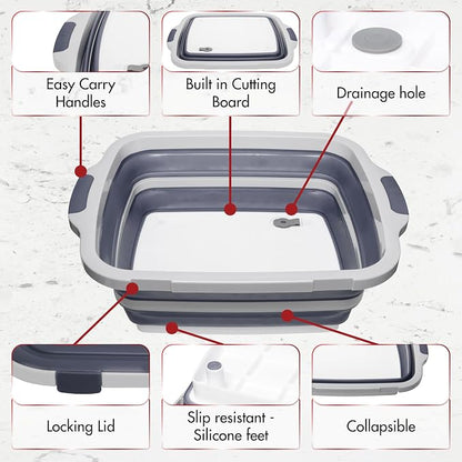 Collapsible XL Smoker & BBQ Prep Tub with Locking Lid | Includes Cutting Board, Meat Marinade & Brine Container For Turkey, Brisket & Ribs - Best Grill Accessories Gifts For Men