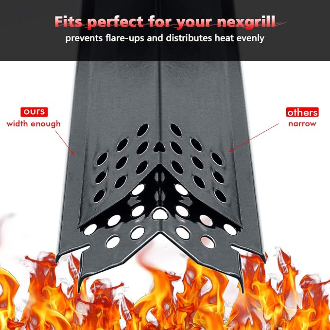 Uniflasy Heat Plates for Nexgrill 720-0830H, 720-0864, 720-0864M Gas Grill, Porcelain Steel Grill Heat Shield Tent, Burner Cover, Flame Tamer for Home Depot Nexgrill 4 Burner 720-0830H Parts, 4 Pack