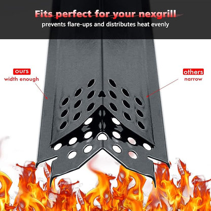 Uniflasy Heat Plates for Nexgrill 720-0830H, 720-0864, 720-0864M Gas Grill, Porcelain Steel Grill Heat Shield Tent, Burner Cover, Flame Tamer for Home Depot Nexgrill 4 Burner 720-0830H Parts, 4 Pack