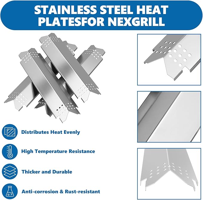 Replacement Parts for Nexgrill 4-Burner 720-0830 720-0830H 720-0830D 720-0783C, Stainless Steel Grill Grate, Heat Shield Plates, Burner Tubes, Igniters Kit for ‎‎Cuisinart CGG-7400 Replacement Parts