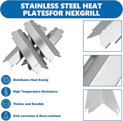 Replacement Parts for Nexgrill 4-Burner 720-0830 720-0830H 720-0830D 720-0783C, Stainless Steel Grill Grate, Heat Shield Plates, Burner Tubes, Igniters Kit for ‎‎Cuisinart CGG-7400 Replacement Parts