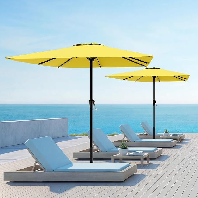 AreShark 8' x 10' Rectangle Patio Umbrellas for Outdoor, Outdoor Table Umbrella, Large Outdoor Patio Umbrellas with 8 Sturdy Ribs for Pool, Garden, Market (Yellow)