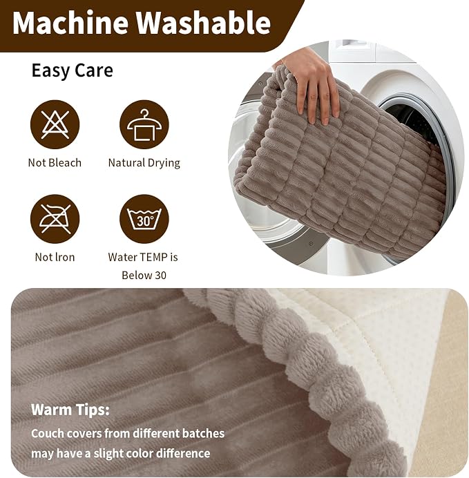Leakproof Couch Cover for Dogs, Non Slip Washable Sofa Protector | Stain-Resistant Window Seat Cushions Chair Mat Car Seat Cover for Kids Pets (Khaki 27.6" x 82.7")