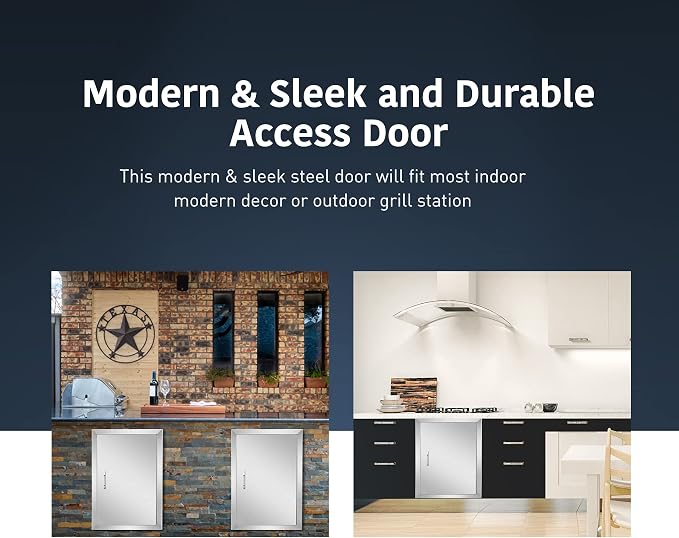 Anfrere 17" W x 24" H Outdoor Kitchen Door, Premium 304 Stainless Steel | Single BBQ Panel Access Door for Outside Kitchen Commercial Grilling Station, Oven, Storage Cabinet