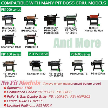 Flame Broiler Kit for Pit Boss Smoker Replacement Parts PB1000 PB1100 PB1150 PB1600 Austin XL Pitboss Rancher Traditions Pro Pellet Grills Heat Deflector Slide Cover PB1100PS1 Bottom Plate 60547 BBQ