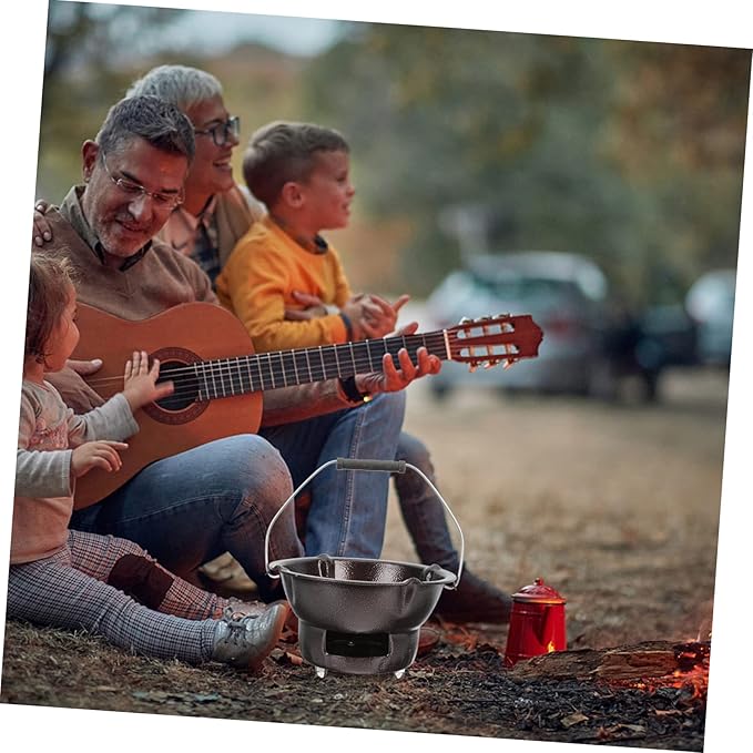 MERRYHAPY Cast Iron Charcoal Furnace 7.87 Inch Portable Barbecue Stove Multifunctional Outdoor Heating and Tea Cooking Iron Stove for Camping Fishing