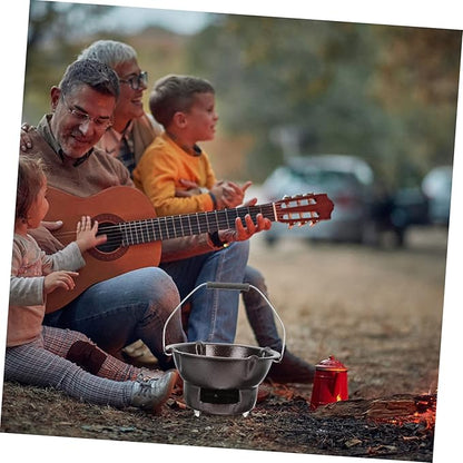 MERRYHAPY Cast Iron Charcoal Furnace 7.87 Inch Portable Barbecue Stove Multifunctional Outdoor Heating and Tea Cooking Iron Stove for Camping Fishing