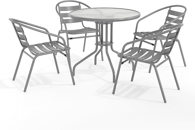Flash Furniture 31.5 in Aluminum Round Table, Silver | Durable Construction, Commercial Use