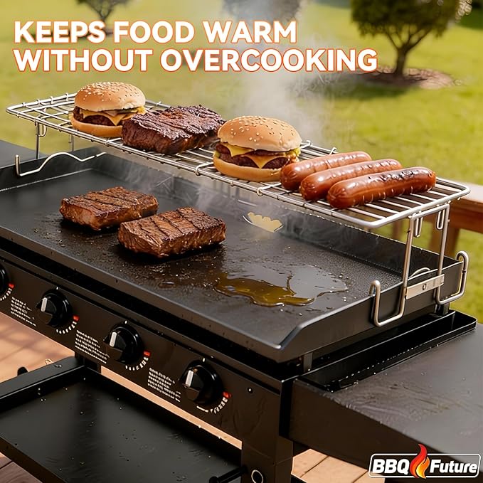 Griddle Warming Rack for Blackstone Griddle, Adjustable Griddle Accessories Cooling Warmer Rack for Black stone Weber and Most Tabletop Flat top 17 22 28 36 Inch Gas Grills