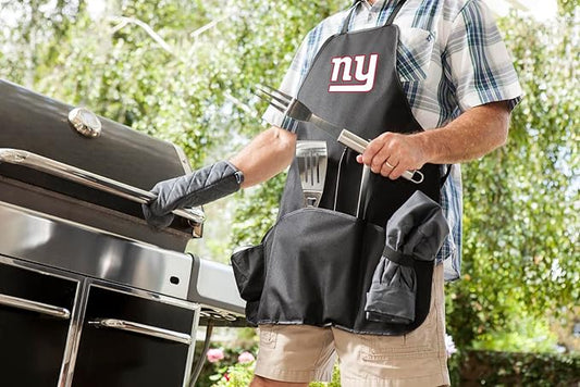 Picnic TIME BBQ Apron Tote Pro Grill Set, (Black with Gray Accents)