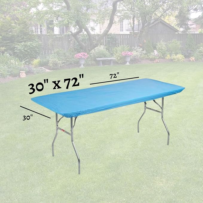 6' Rectangle Plastic Table Covers 30" x 72", Bundle of 5 (Light Blue)