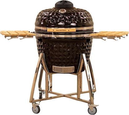 26" Kamado Grill COALS by Comfortbilt Large Ceramic Grill Charcoal Grill Smoker with Cart Side Shelves and 680 Cooking Square Inches