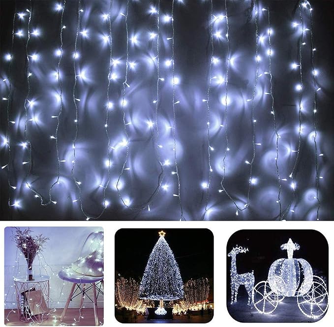 Cool White Christmas String Lights, 98FT 200 LED Fairy Lights Indoor | Up to 8 Sets, 8 Modes with Memory, Connectable, Transparent Wire, IP65 Waterproof Outdoor Decor for Classroom, dorm, Bedroom