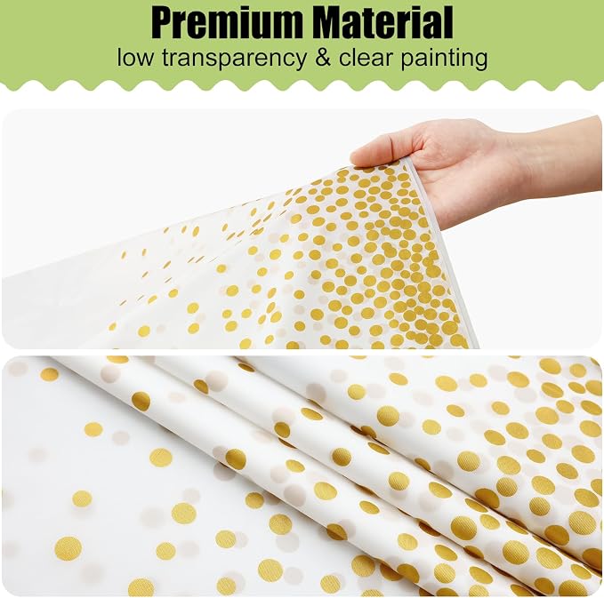 Smiry Disposable Table Cloth - 6 Pack, 54 x 72 Inch Waterproof Rectangle Tablecloths for New Years, Decorative Plastic Table Cover, Leakproof & Sturdy, White & Gold